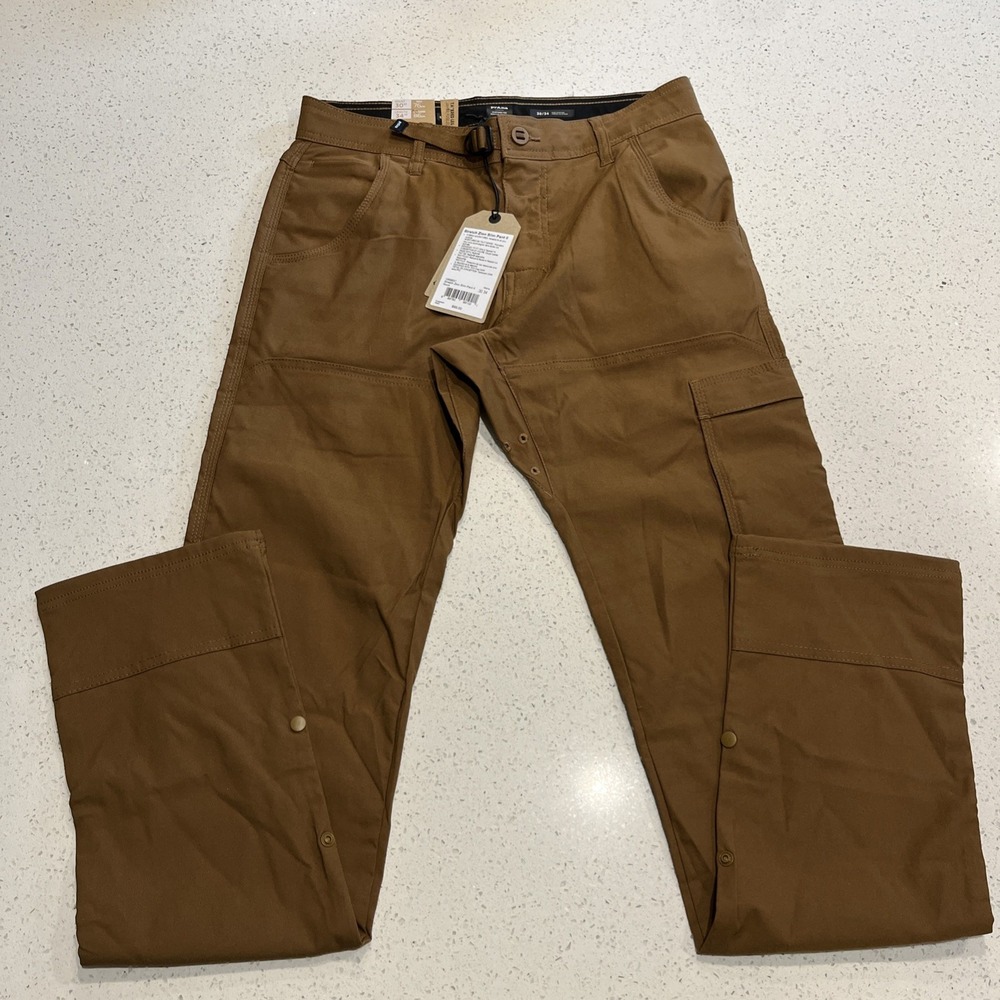 NEW Prana Brion II Pants 30/34‎ Stretch Slim Fit Tapered Cargo Sepia Brown